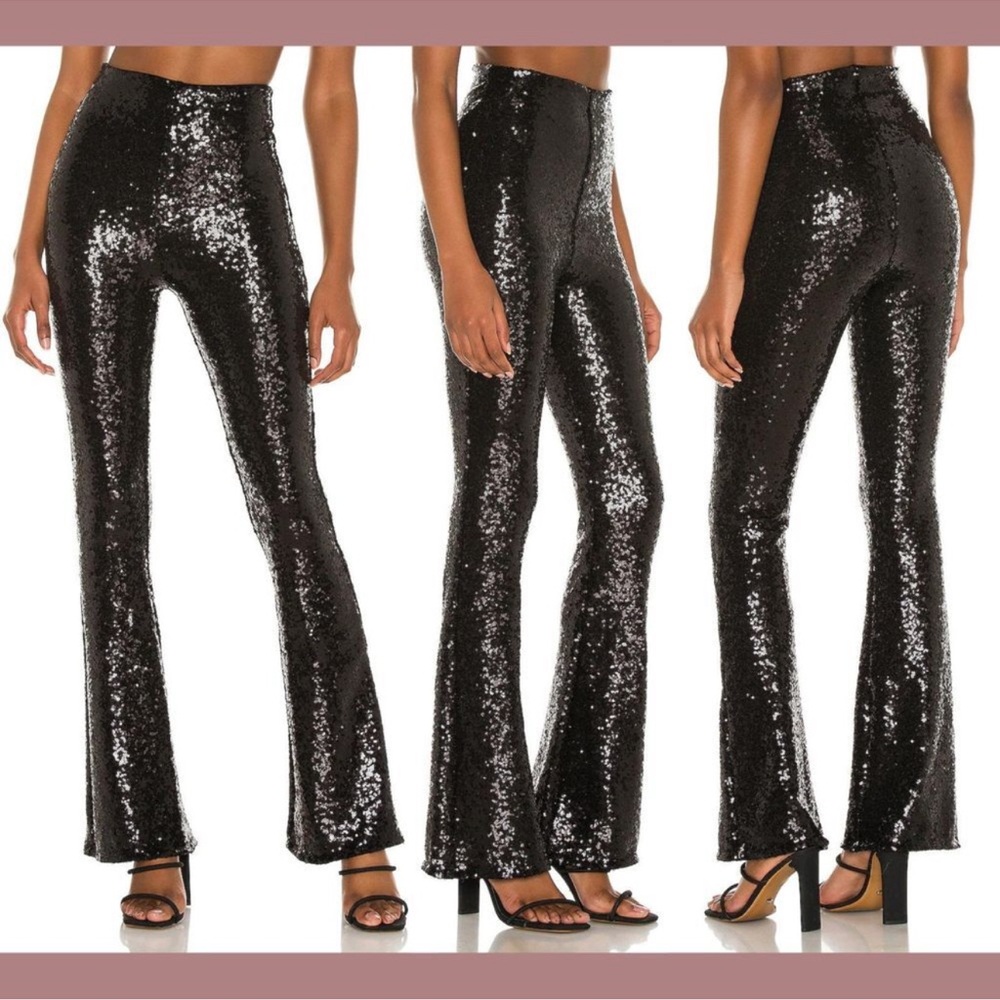 COMMANDO Black Sequin Flare Pants XS